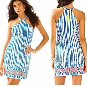 Lilly Pulitzer Iveigh Shift Dress Size 00 Blue Crush Bay Stripe Preppy Vacation